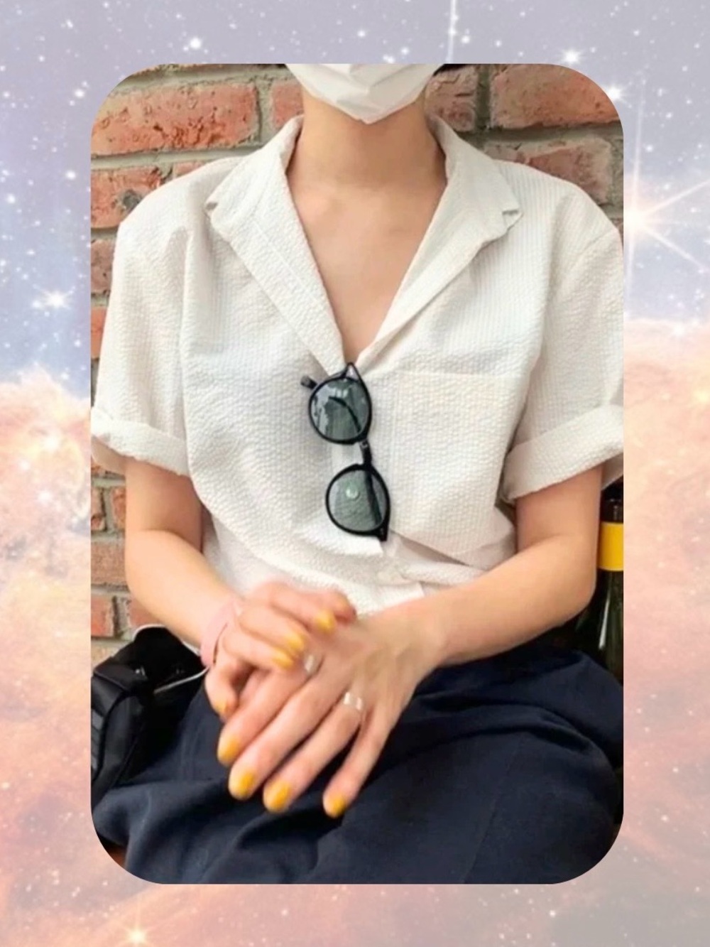 DAZY Classic White Short Sleeved Button-Down Collar Pocket Shirt
